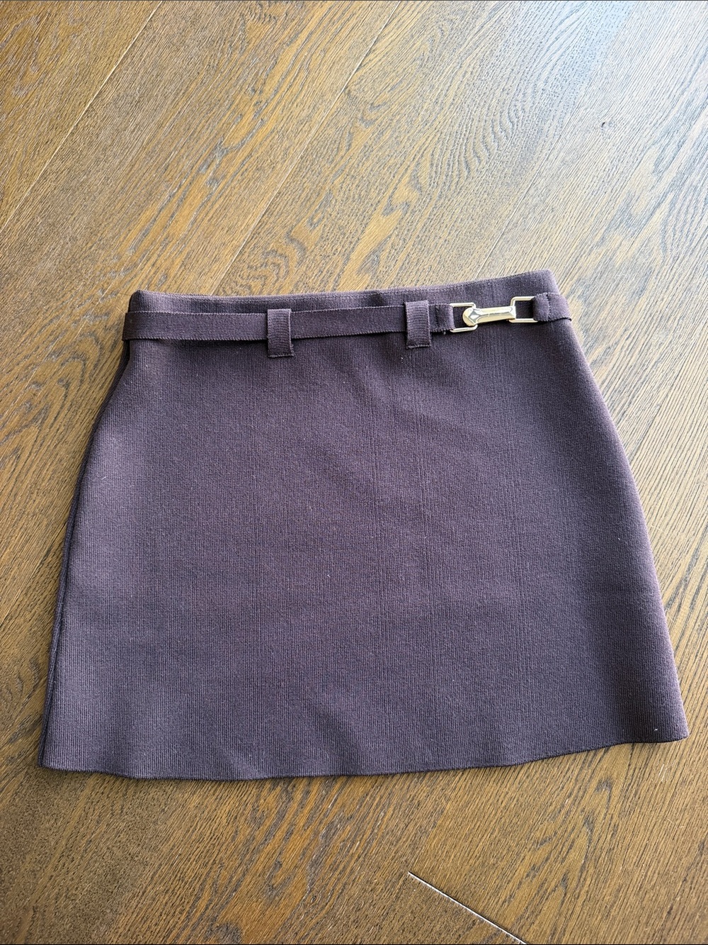 Zara Plum Mini Skirt with Gold Buckle